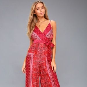 CABBAGE ROSE PINK MULTI PRINT JUMPSUIT